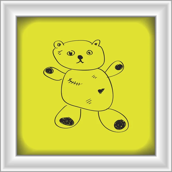 Simple doodle of a teddy bear — Stock Vector