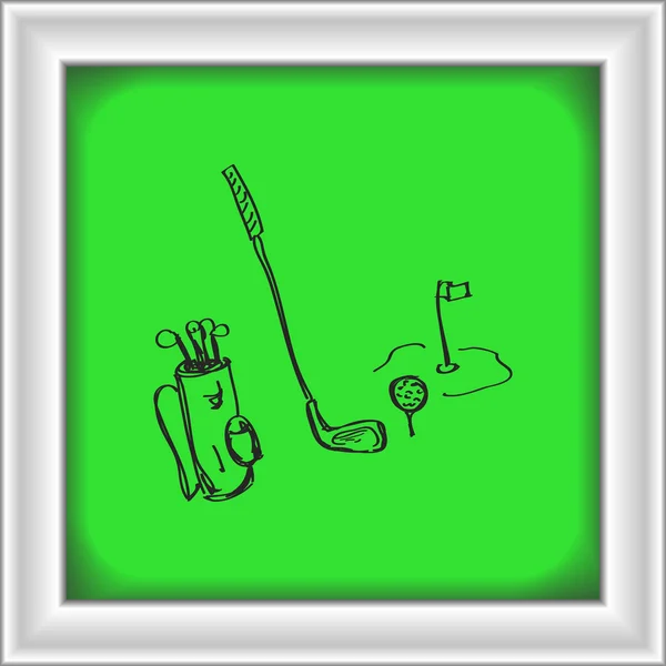 Simples doodle de equipamento de golfe — Vetor de Stock