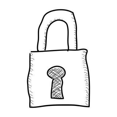 Bir asma kilit basit doodle