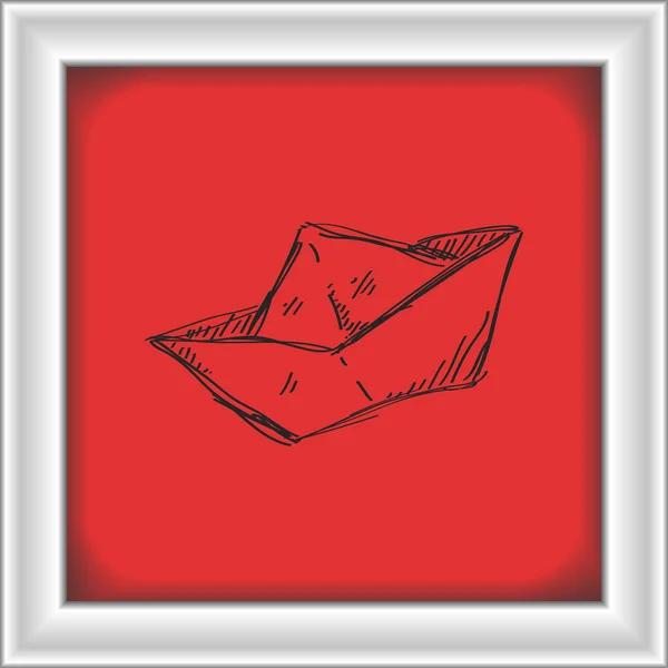 Simple gribouillage d'un bateau en papier — Image vectorielle