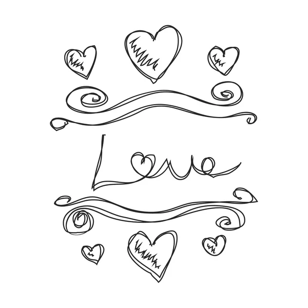 Doodle simples de um projeto de coração de amor —  Vetores de Stock