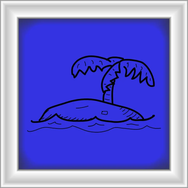 Bir ıssız bir ada, basit doodle — Stok Vektör
