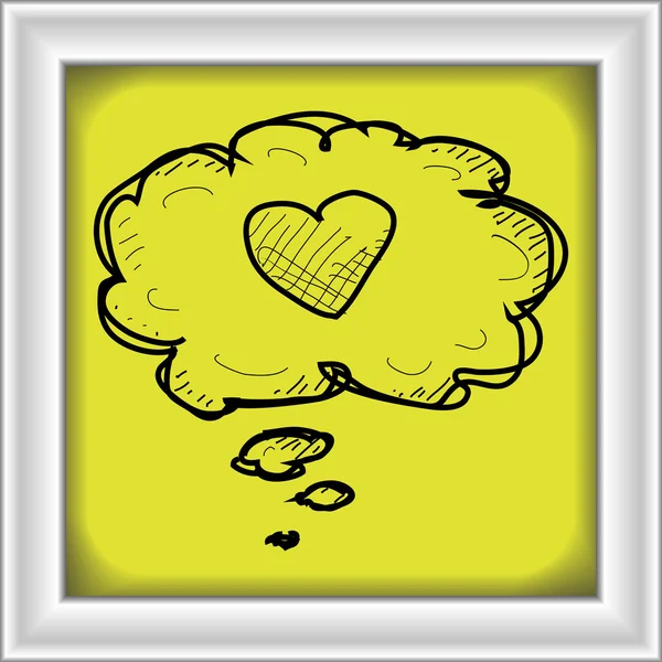 Simple doodle of a heart in thought bubble — Stock Vector