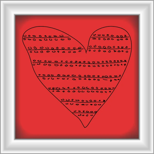 Simple garabato dibujado a mano de un corazón de amor — Vector de stock