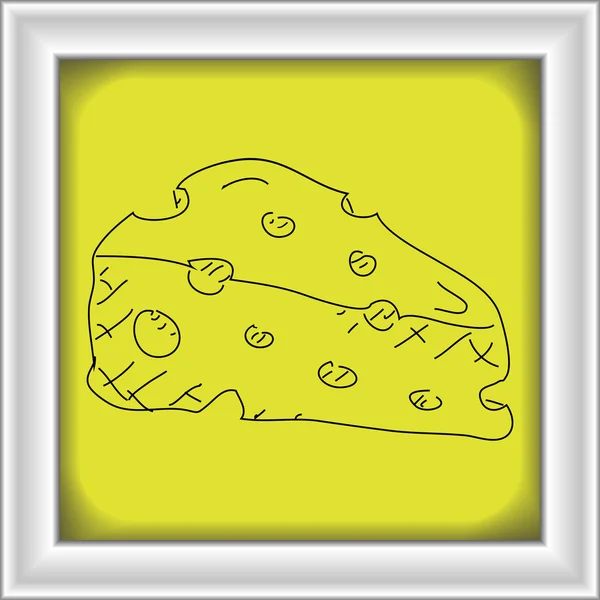 简单的手工绘制的涂鸦的一片奶酪 — 图库矢量图片