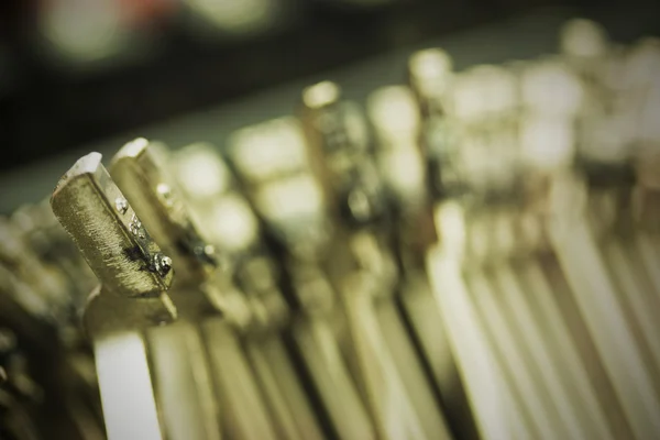 Hammer keys on an old type writer. Vintage filter. — Stock Photo, Image