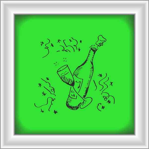 Jednoduchý doodle láhev šampaňského — Stockový vektor
