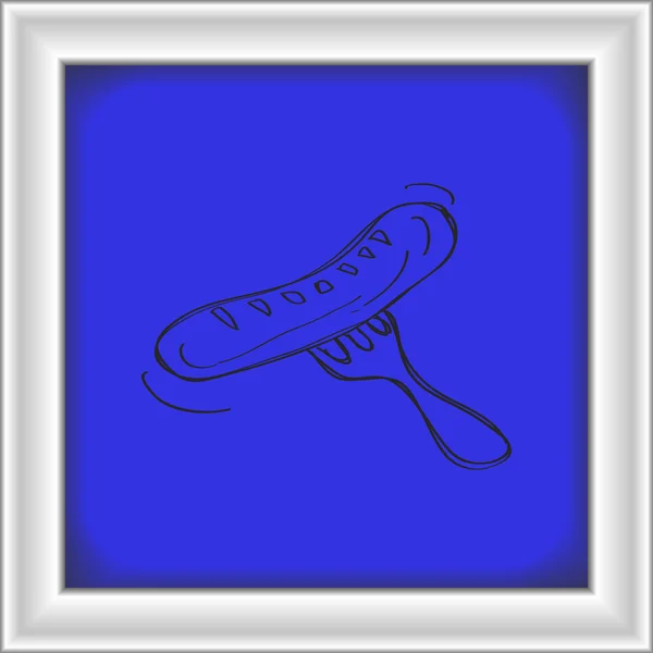Eenvoudige doodle van een worst op een vork — Stockvector