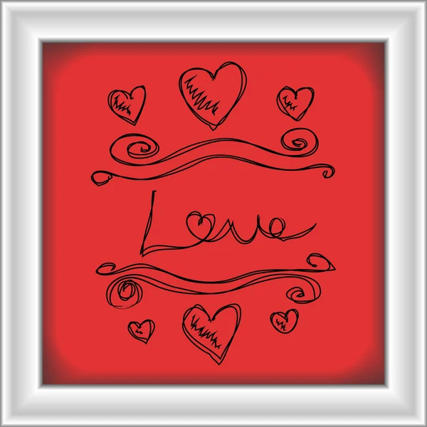Enkla doodle kärlek hjärta design — Stock vektor