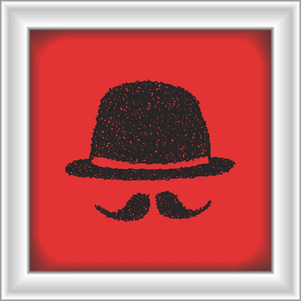 Simple garabato de un sombrero de jugador de bolos y bigote — Archivo Imágenes Vectoriales