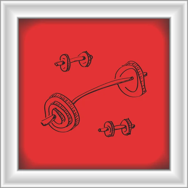 Simple doodle of a dumbell — Stock Vector