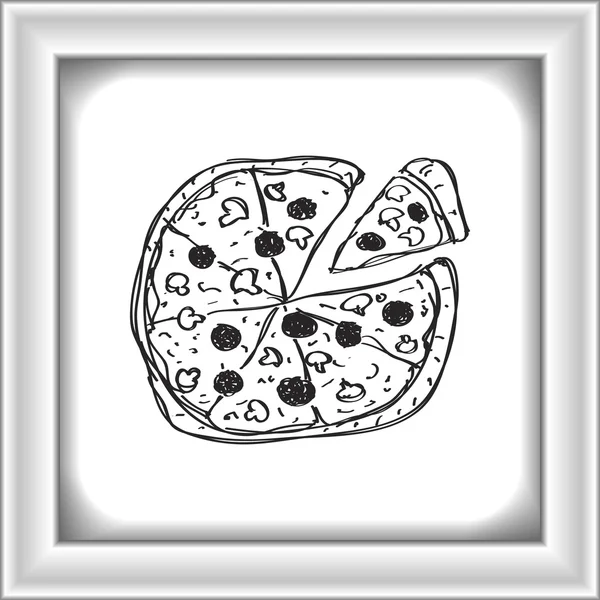 Simple gribouillage d'une pizza — Image vectorielle