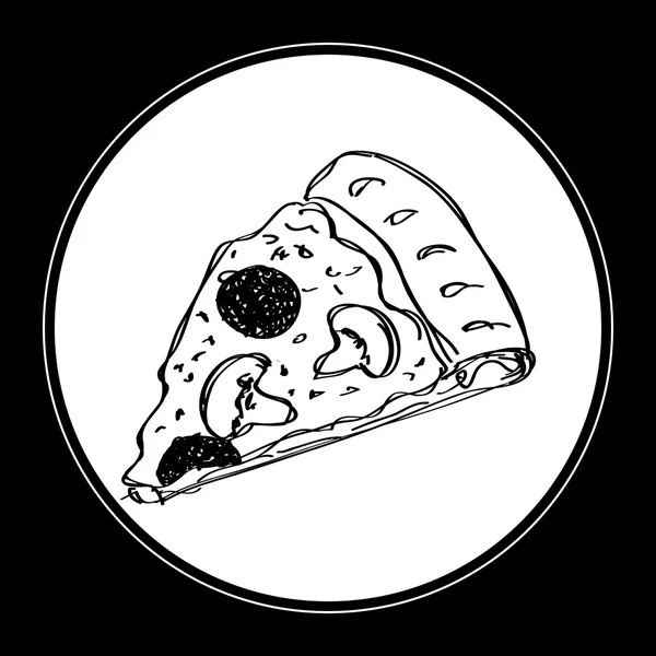 Doodle sederhana dari pizza - Stok Vektor