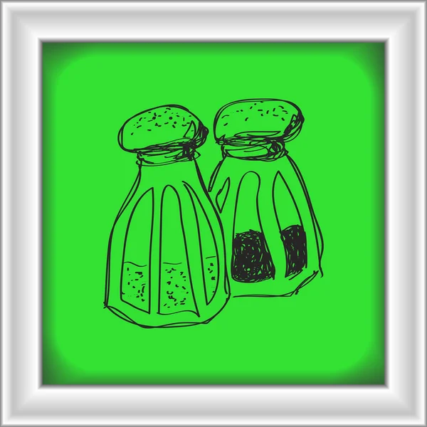 Simple doodle de sel et poivrons — Image vectorielle