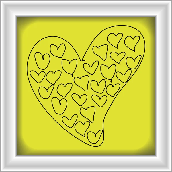 Doodle desenhado à mão simples de um coração de amor — Vetor de Stock