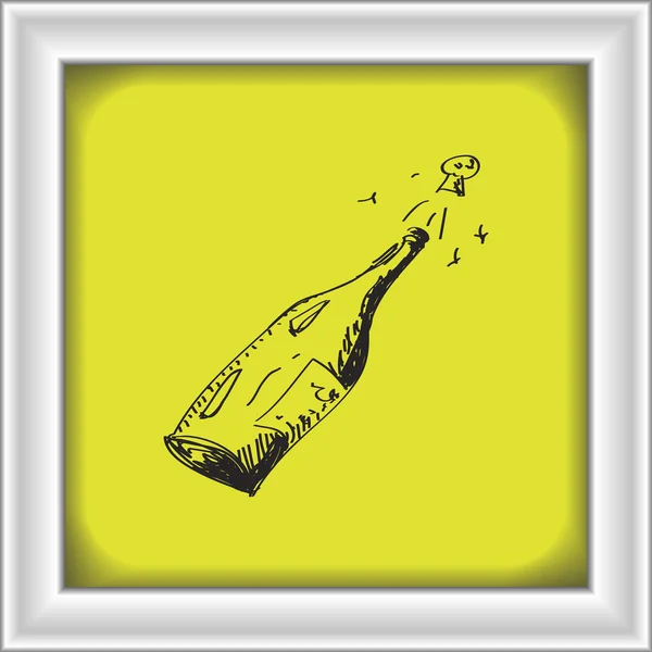 Einfaches Doodle einer Champagnerflasche — Stockvektor