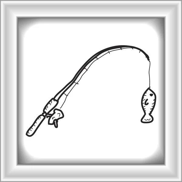 Simple gribouillage d'une canne à pêche — Image vectorielle
