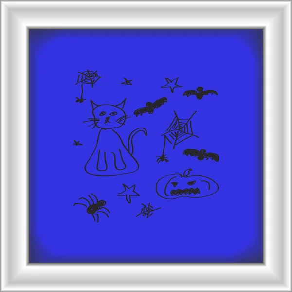 Einfaches Doodle eines Halloween-Sets — Stockvektor