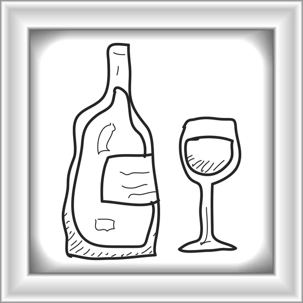 Simple doodle of a bottle of wine — Stock Vector