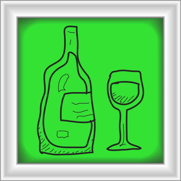 Simple doodle of a bottle of wine — Stock Vector