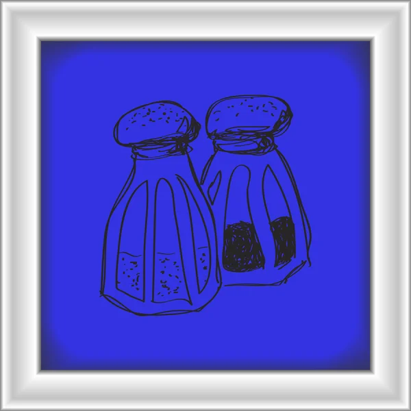 Doodle simples de potes de sal e pimenta — Vetor de Stock