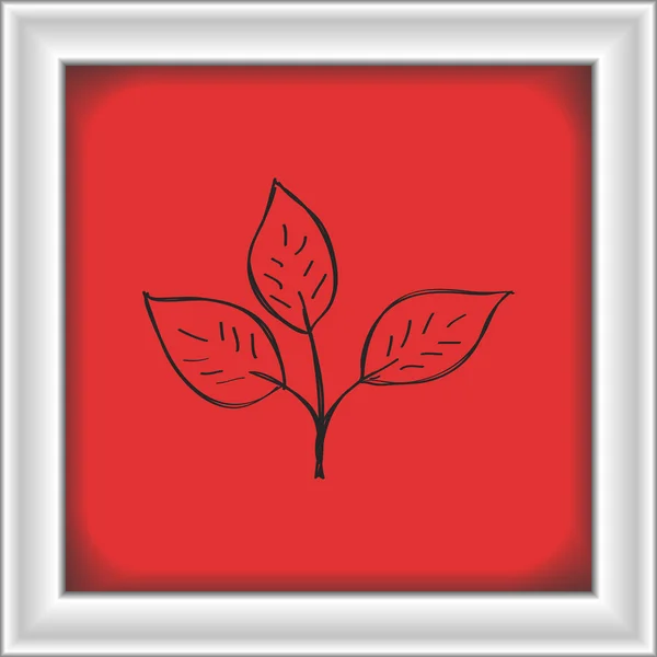 Enkla doodle av ett löv — Stock vektor