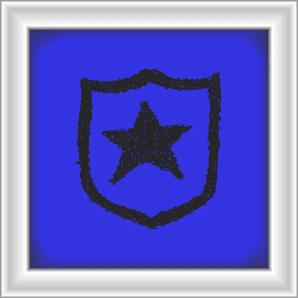 Doodle simples de um escudo com estrela — Vetor de Stock