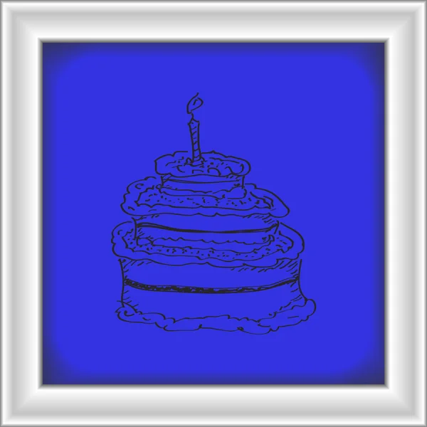 Doğum günü pastası basit doodle — Stok Vektör
