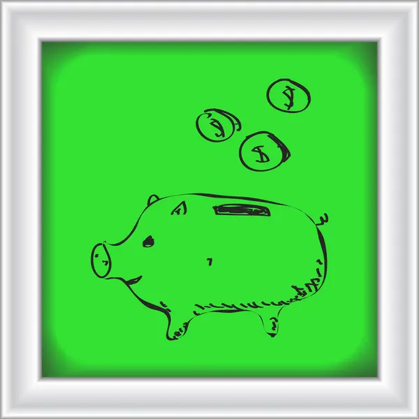 Doodle simples de um banco porquinho — Vetor de Stock