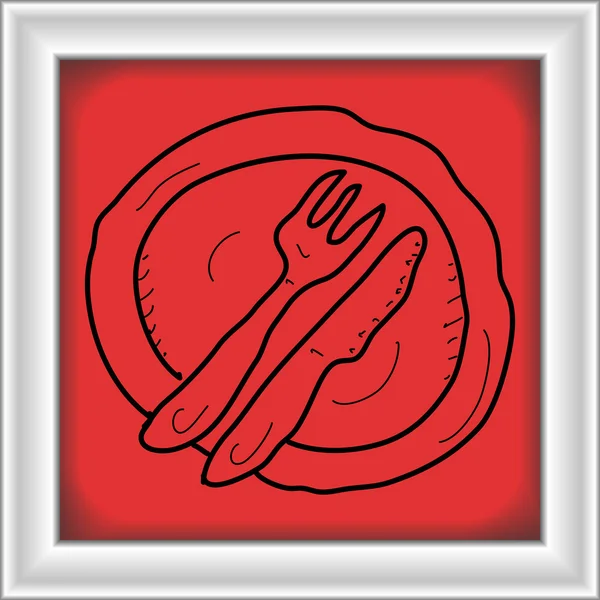 Bir yemek tabağı basit doodle — Stok Vektör