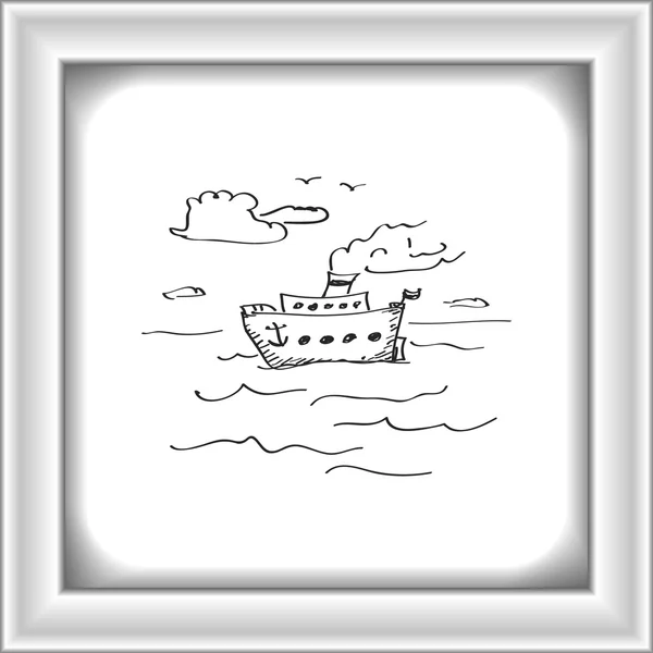 Simple garabato de un barco — Vector de stock