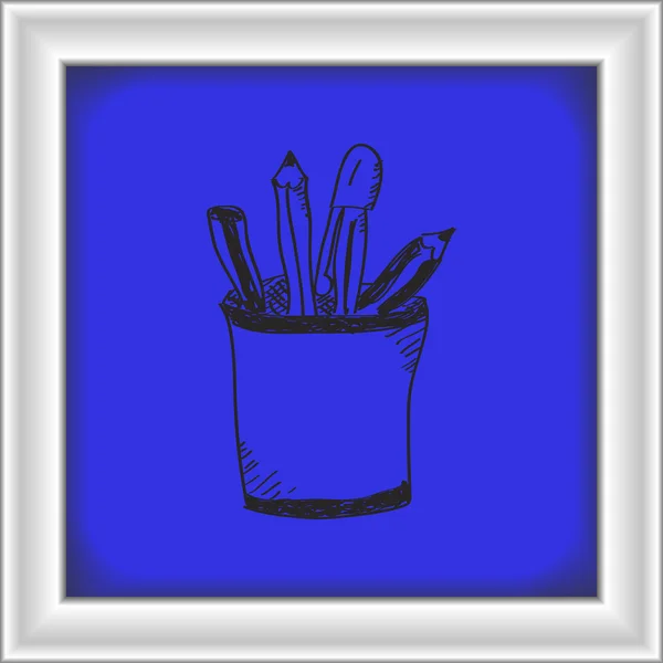 Simple gribouillage d'un pot à crayons — Image vectorielle