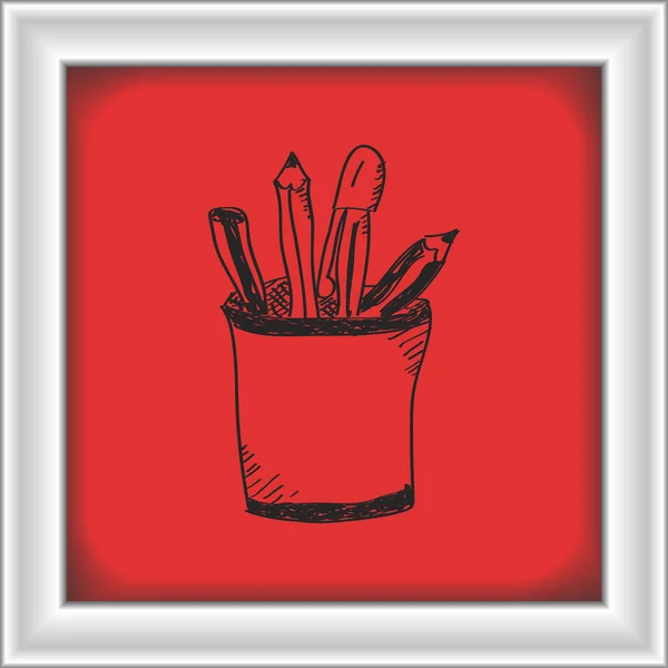 Simple gribouillage d'un pot à crayons — Image vectorielle