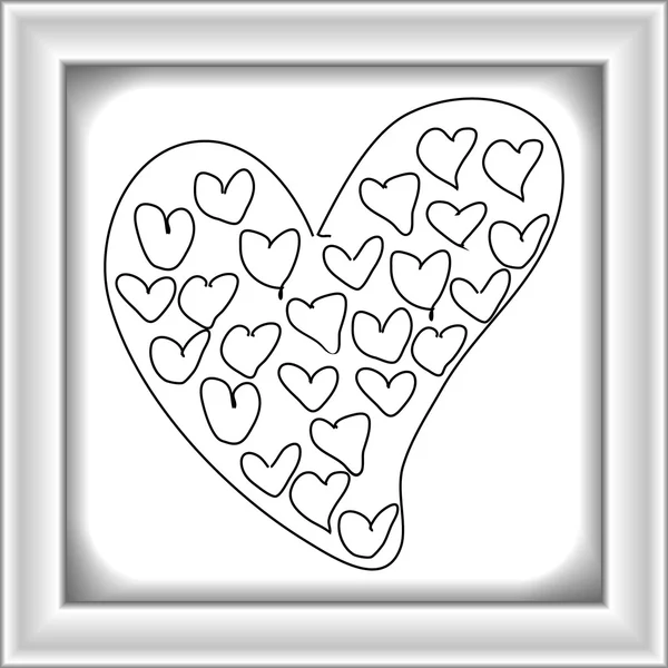 Doodle desenhado à mão simples de um coração de amor — Vetor de Stock