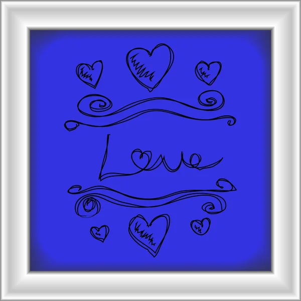 Garabato dibujado a mano simple de un diseño de corazón de amor — Vector de stock
