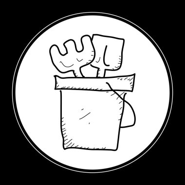 Bir kova ve kürek basit doodle