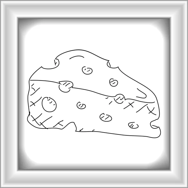 Doodle desenhado à mão simples de uma parte de queijo — Vetor de Stock