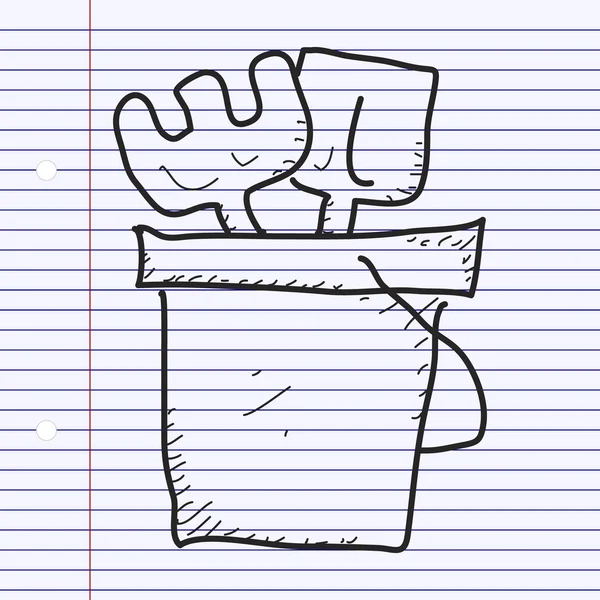 Eenvoudige doodle van een emmer en schop — Stockvector