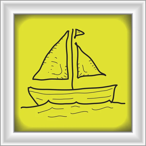 Simples doodle de um barco à vela — Vetor de Stock