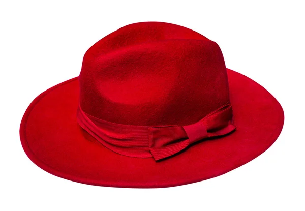 Chapeau velours rouge isolé — Photo