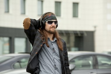 Young hipster guy with the tablet.