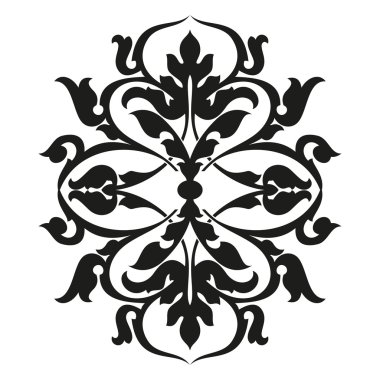 Vektör Asya stil öğesi. Doğulu arka plan. Beyaz bir bg üzerinde siyah süs.