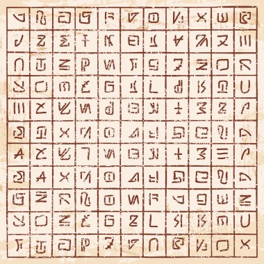 Uzaylı hiyeroglif taş oyma.