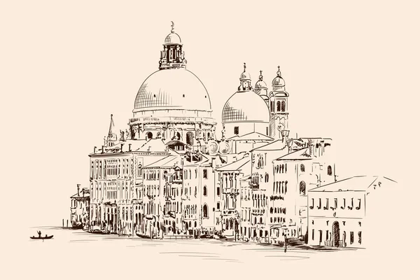 Bosquejo Catedral Santa María Venecia Aislado Sobre Fondo Beige — Vector de stock