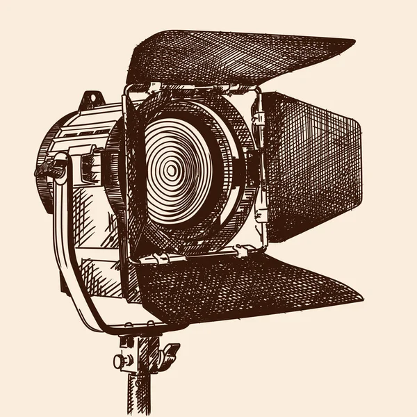 Film Çekmek Için Perdeleri Fresel Lensleri Olan Daimi Aydınlatma Cihazı — Stok Vektör