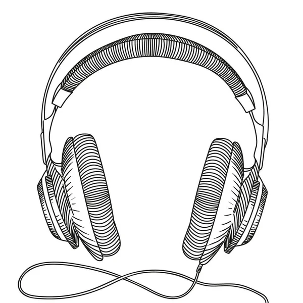 Casque Studio Avec Câble Pour Écouter Musique Image Vectorielle Isolée — Image vectorielle