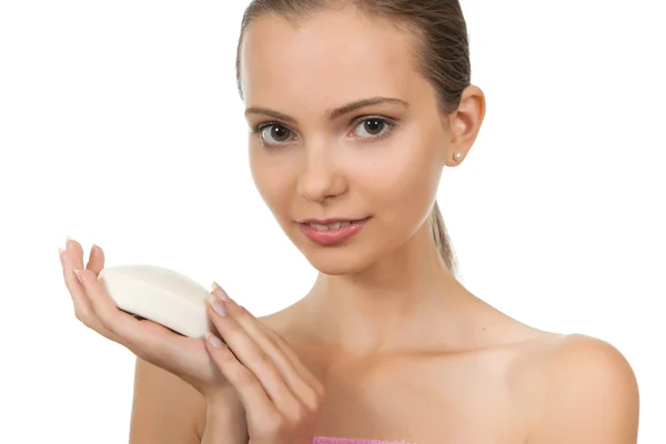 Ragazza con sapone — Foto Stock