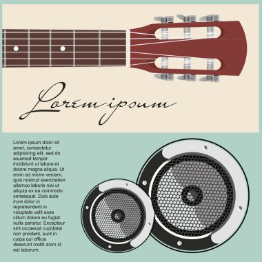 Guitar neck with strings clipart