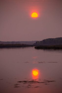 Günbatımı Saskatchewan Kanada Kuzey Lake Wilderness