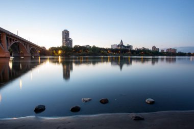 Gece Fotoğrafı Saskatoon Kuzey Saskatchewan Nehri Kanada